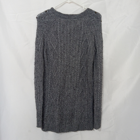 Y2K Fitted American Eagle Gray Wool Cable Knit  Sweater Dress Size M - Picture 4 of 12